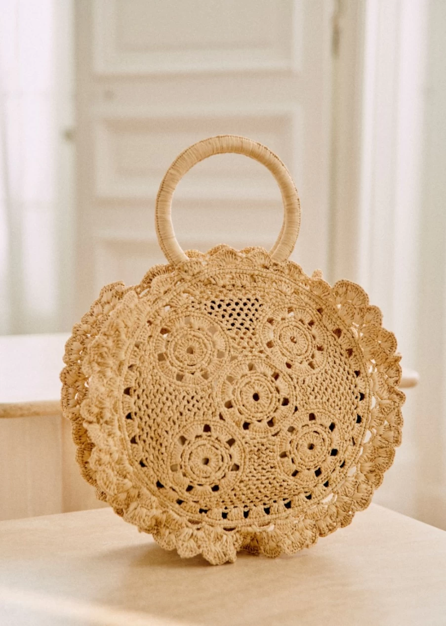 Sezane Zina Basket - Women's Woven Straw Handbag for Summer
