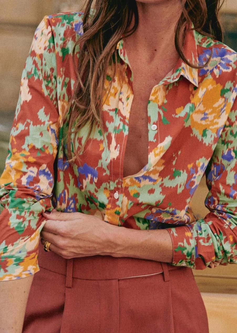 Sezane Women's Pierro Shirt - Classic French Style Blouse for Women