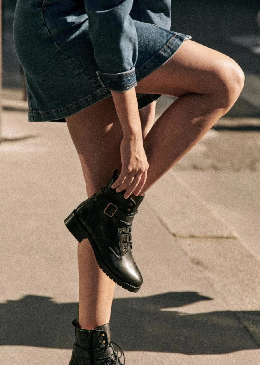 Sezane Women's Dana Smooth Black Ankle Boots