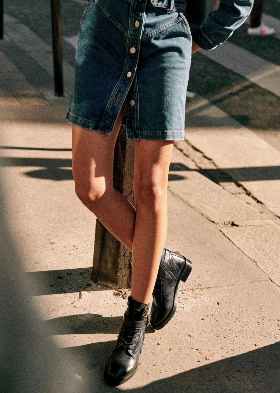 Sezane Women's Dana Smooth Black Ankle Boots
