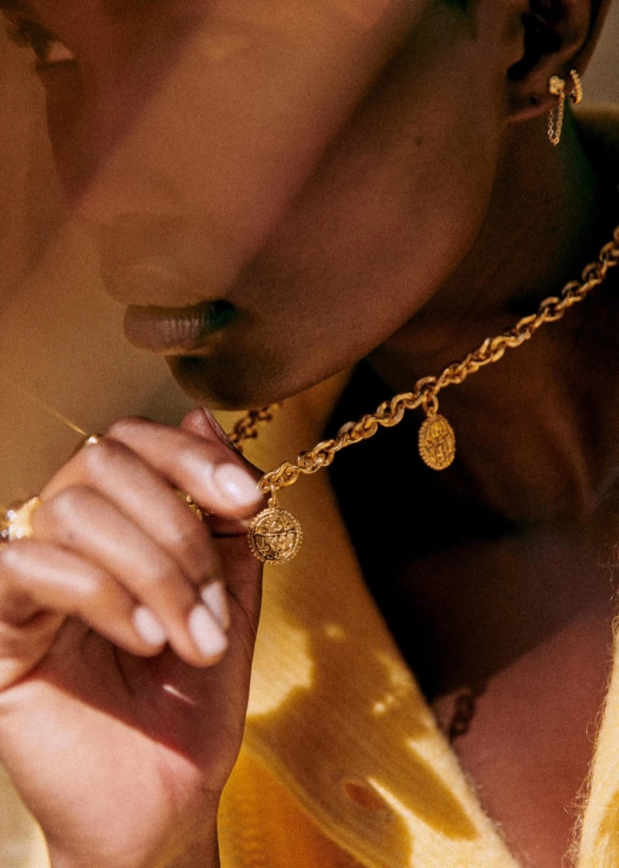 Sezane Dina Gold Necklace for Women - Elegant Layered Chain Jewelry