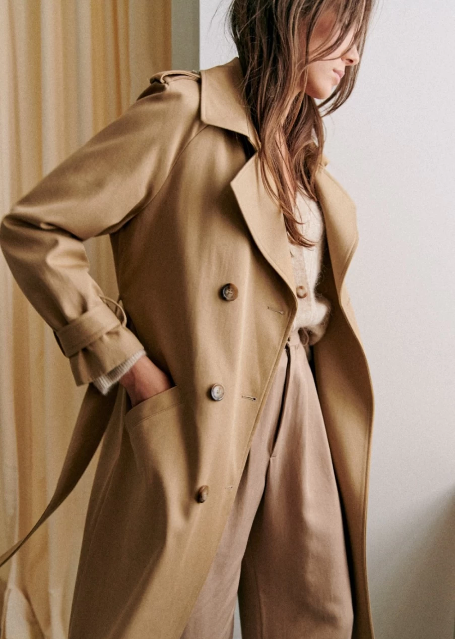 Sezane Women's Scott Trench Coat - Classic Waterproof Outerwear for Women