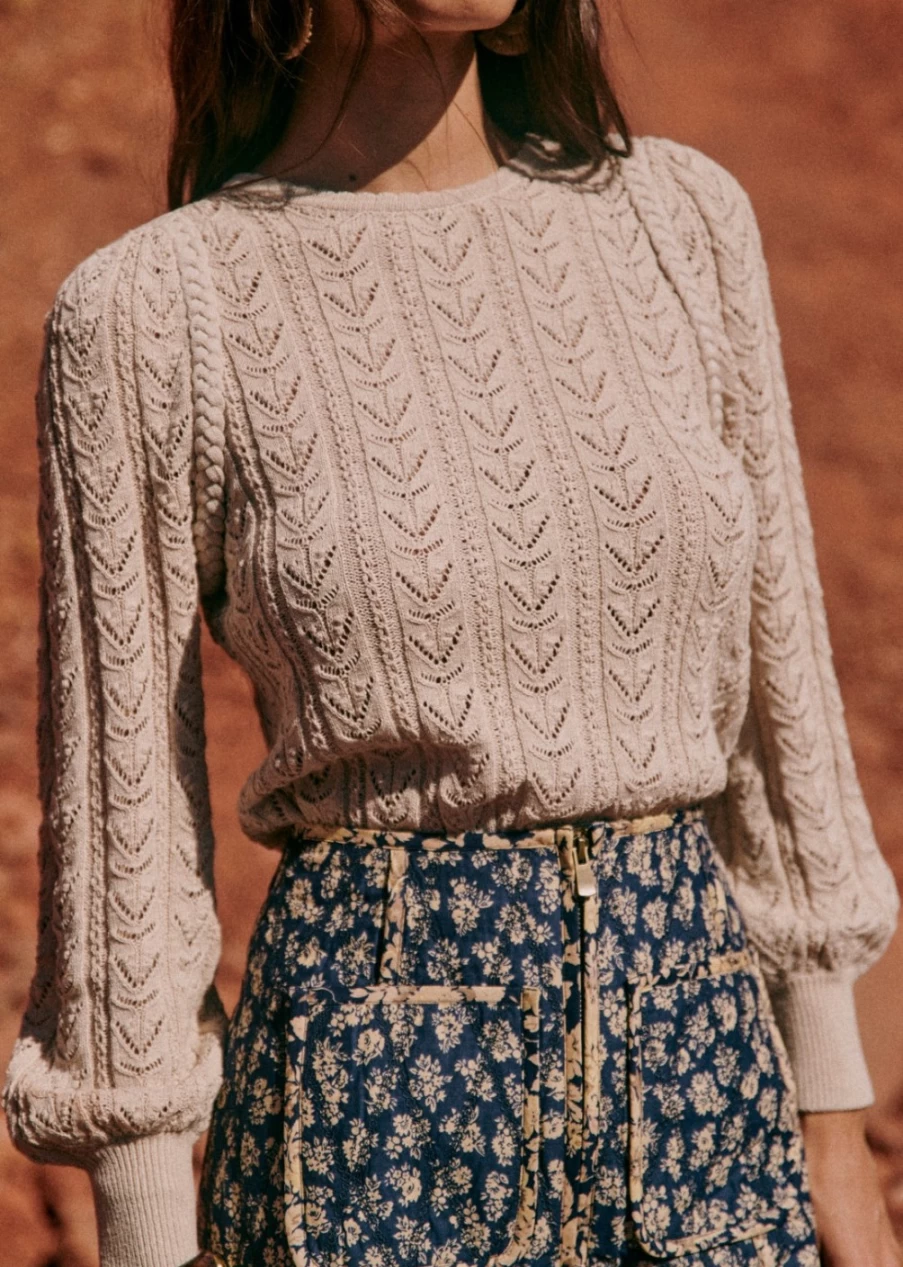 Sezane Women's Cream Sweater - Maxen Knit Top for Women