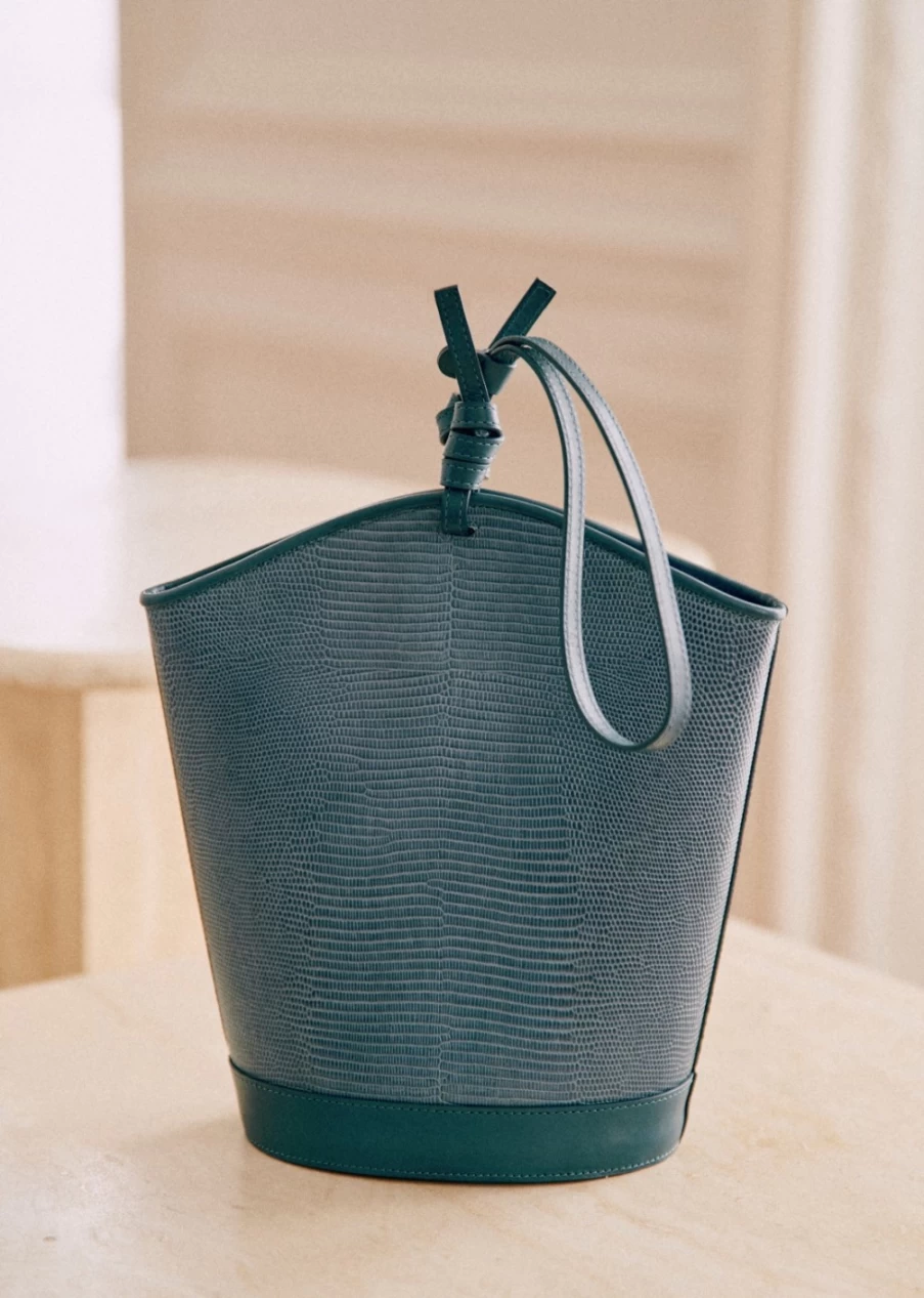 Sezane Women's Marli Leather Bucket Bag – Stylish & Elegant Handbag for Everyday Use