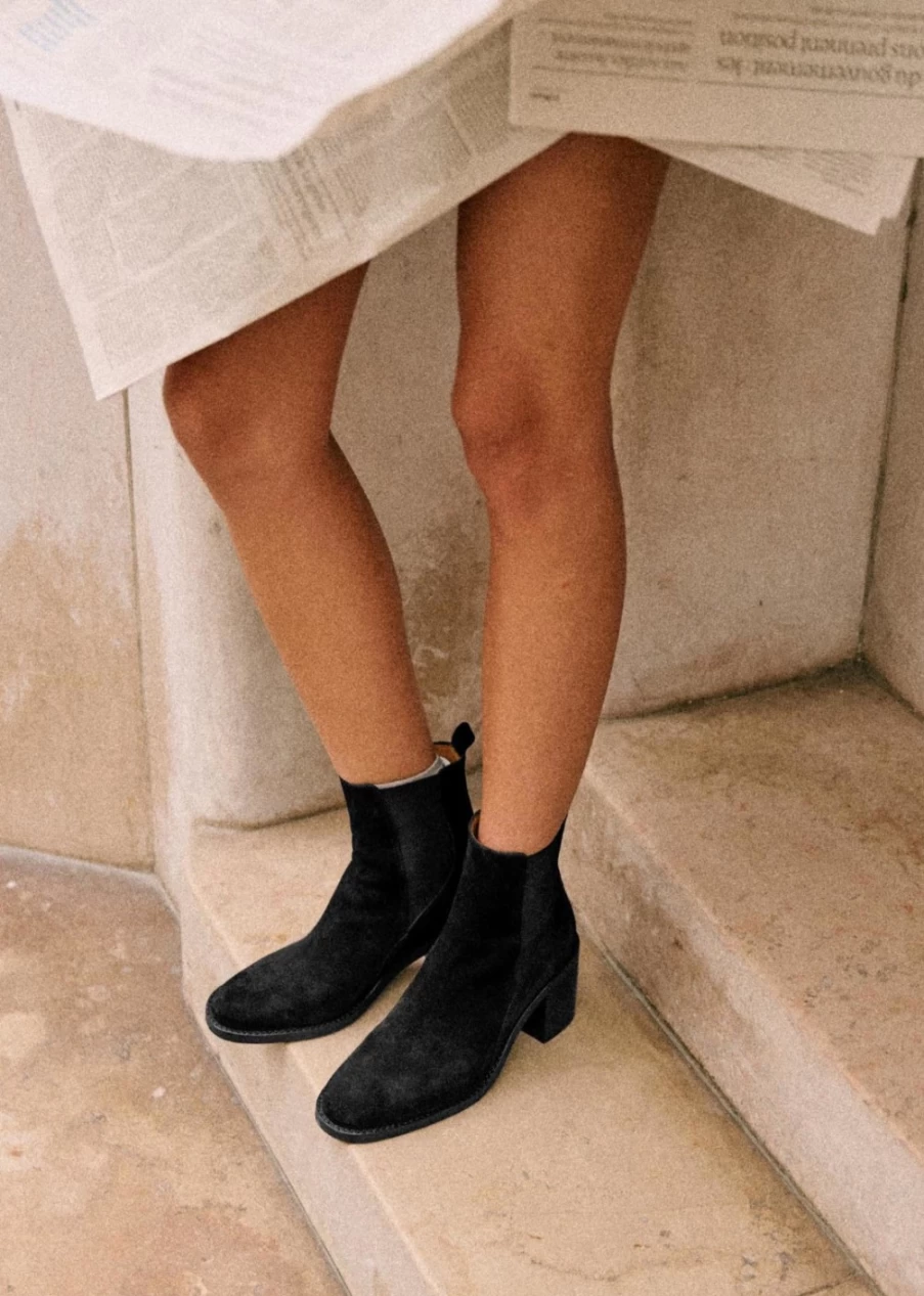 Sezane Women's Pippa Ankle Boots | Leather Ankle Booties for Women