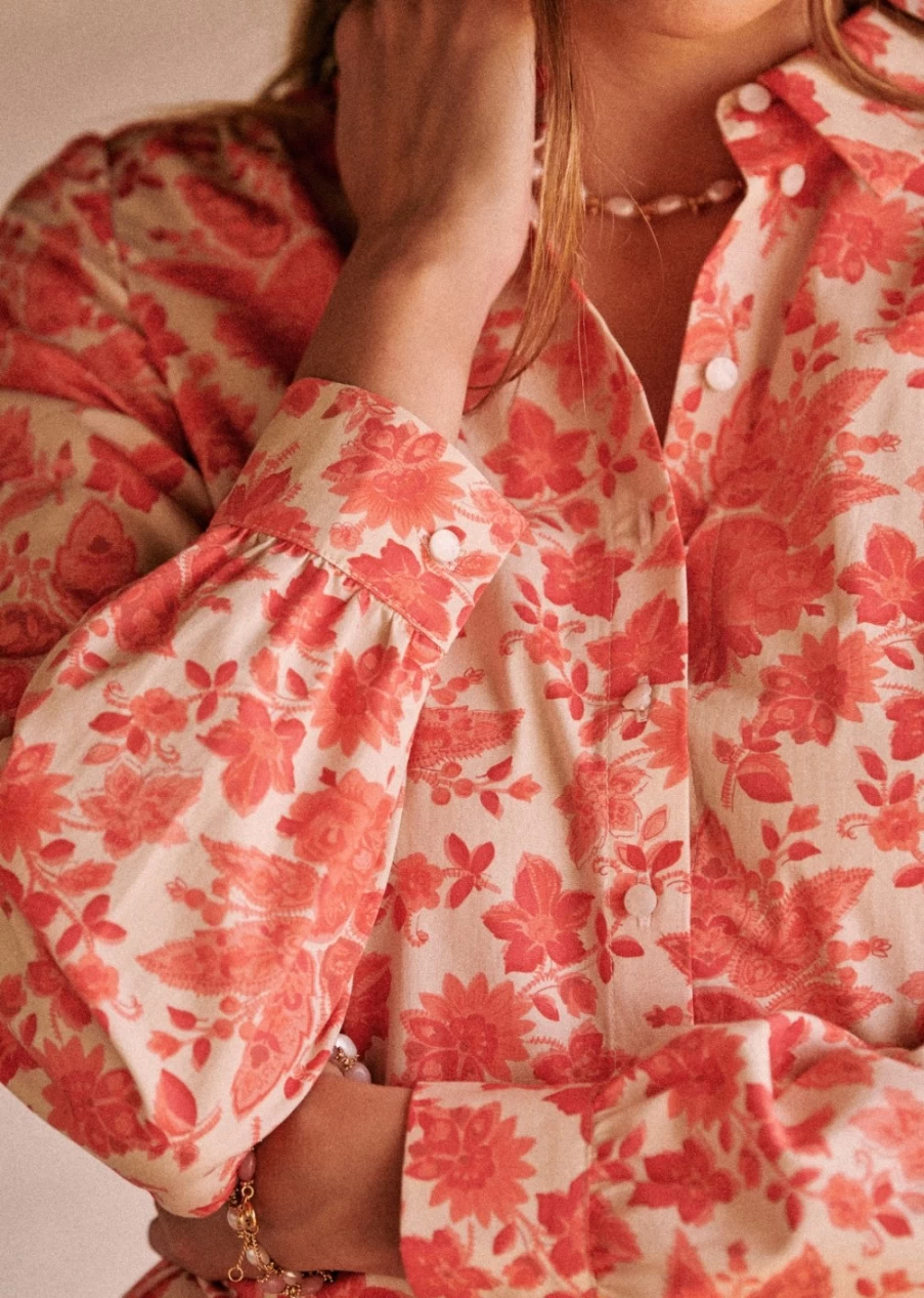 Sezane Women's Coral Floral Print Sol Dress