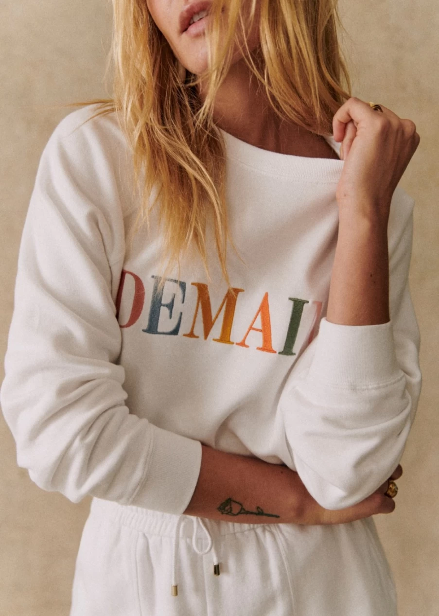 Sezane Women's Demain Sweatshirt - White & Multicolour Solidarity Creation Pullover