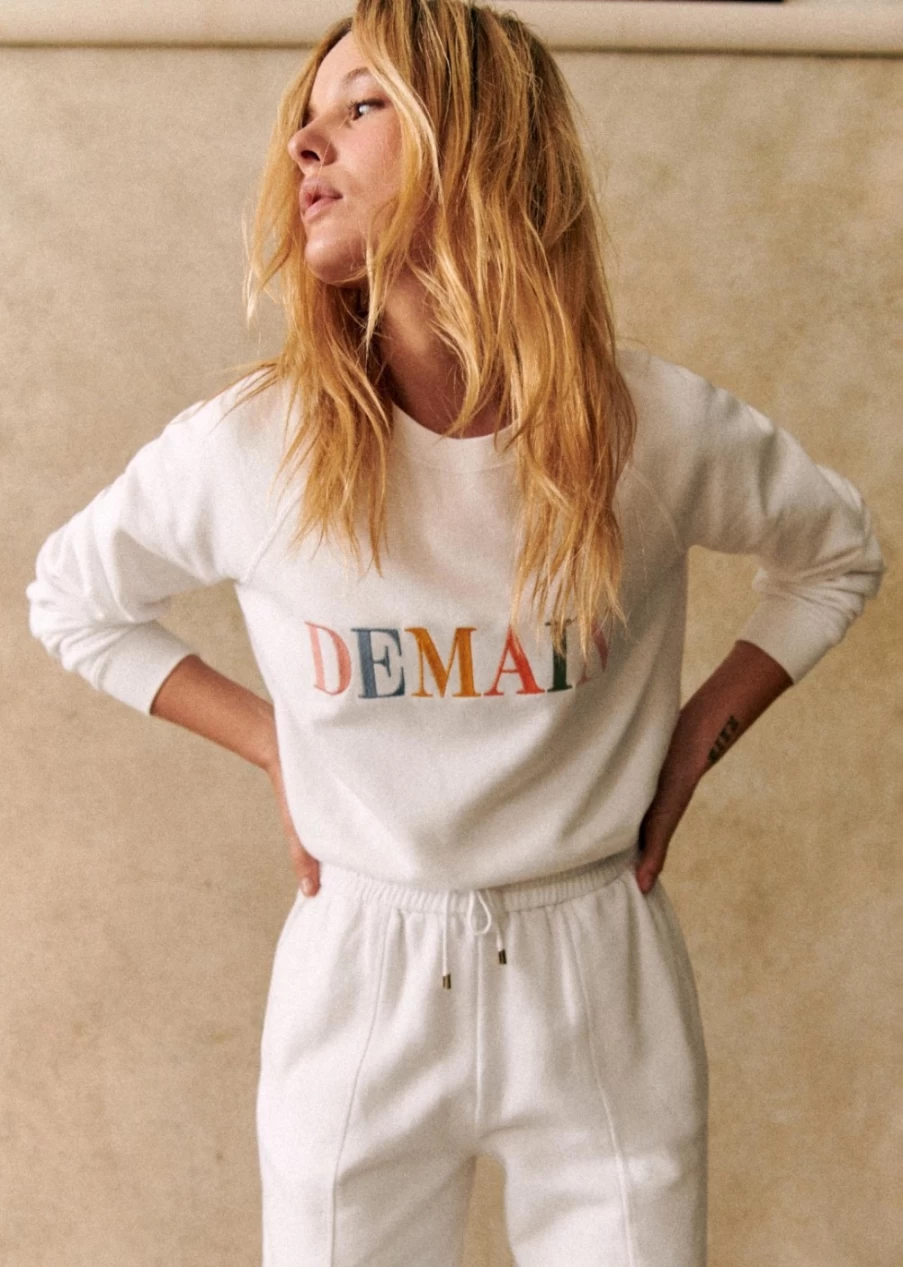 Sezane Women's Demain Sweatshirt - White & Multicolour Solidarity Creation Pullover