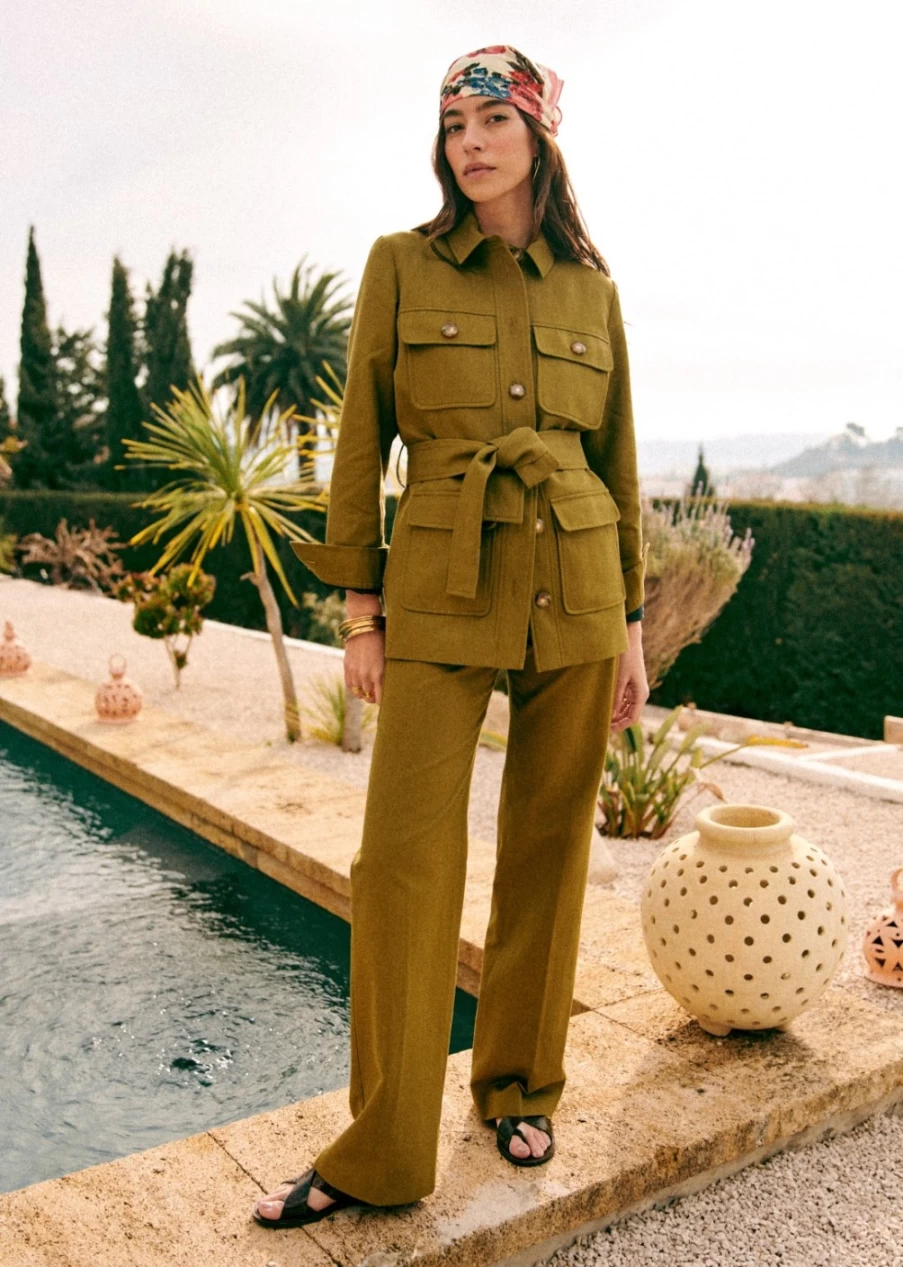 Sezane Women's Monique Jacket in Khaki | Classic Casual Outerwear