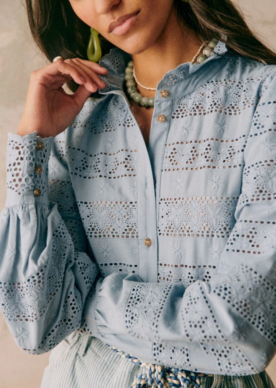 Sezane Women's Cassy Shirt - Classic Casual Button-Down Top for Everyday Wear