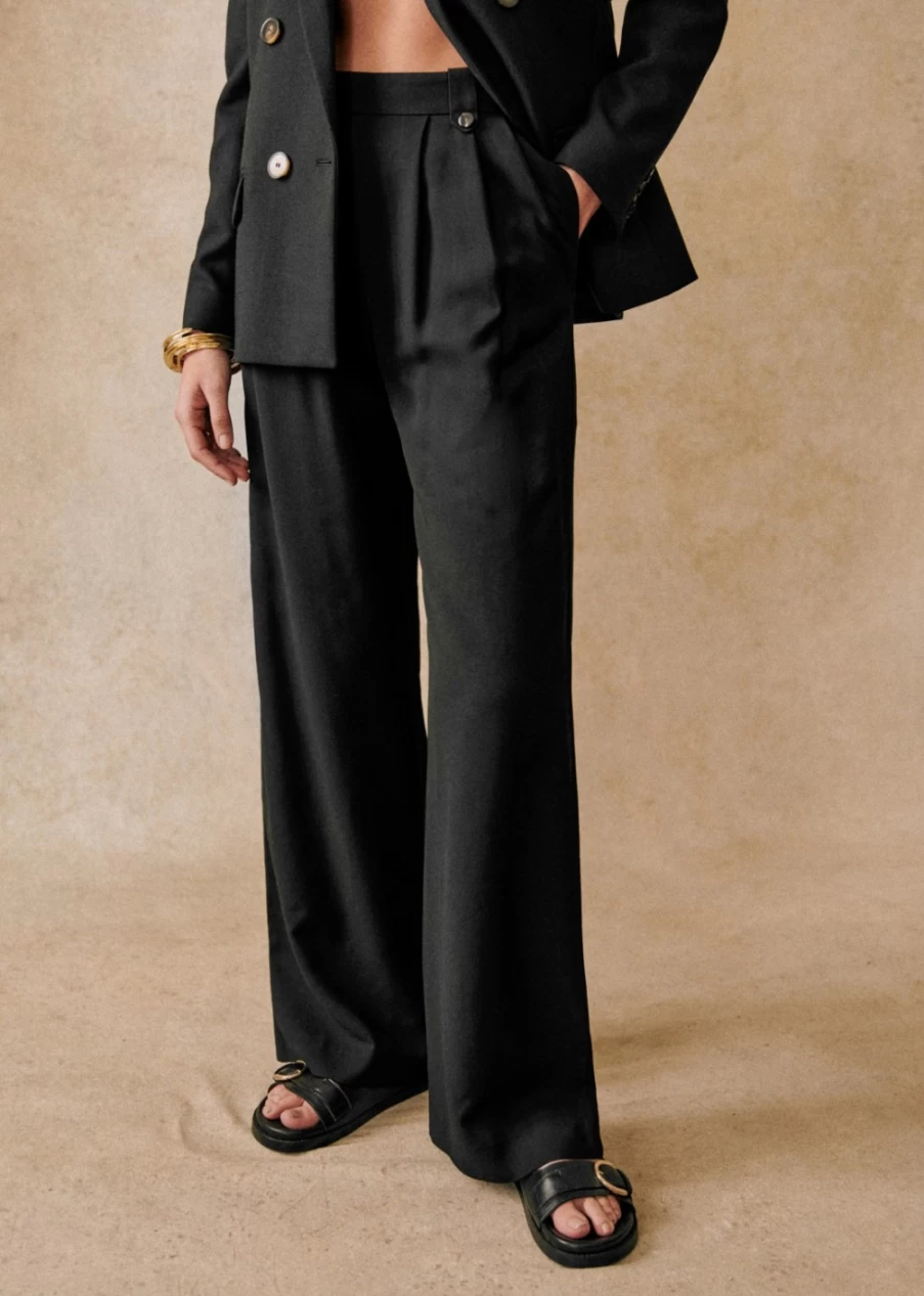 Sezane Women's Loulou Trousers - High-Waisted Casual Pants for Everyday Comfort