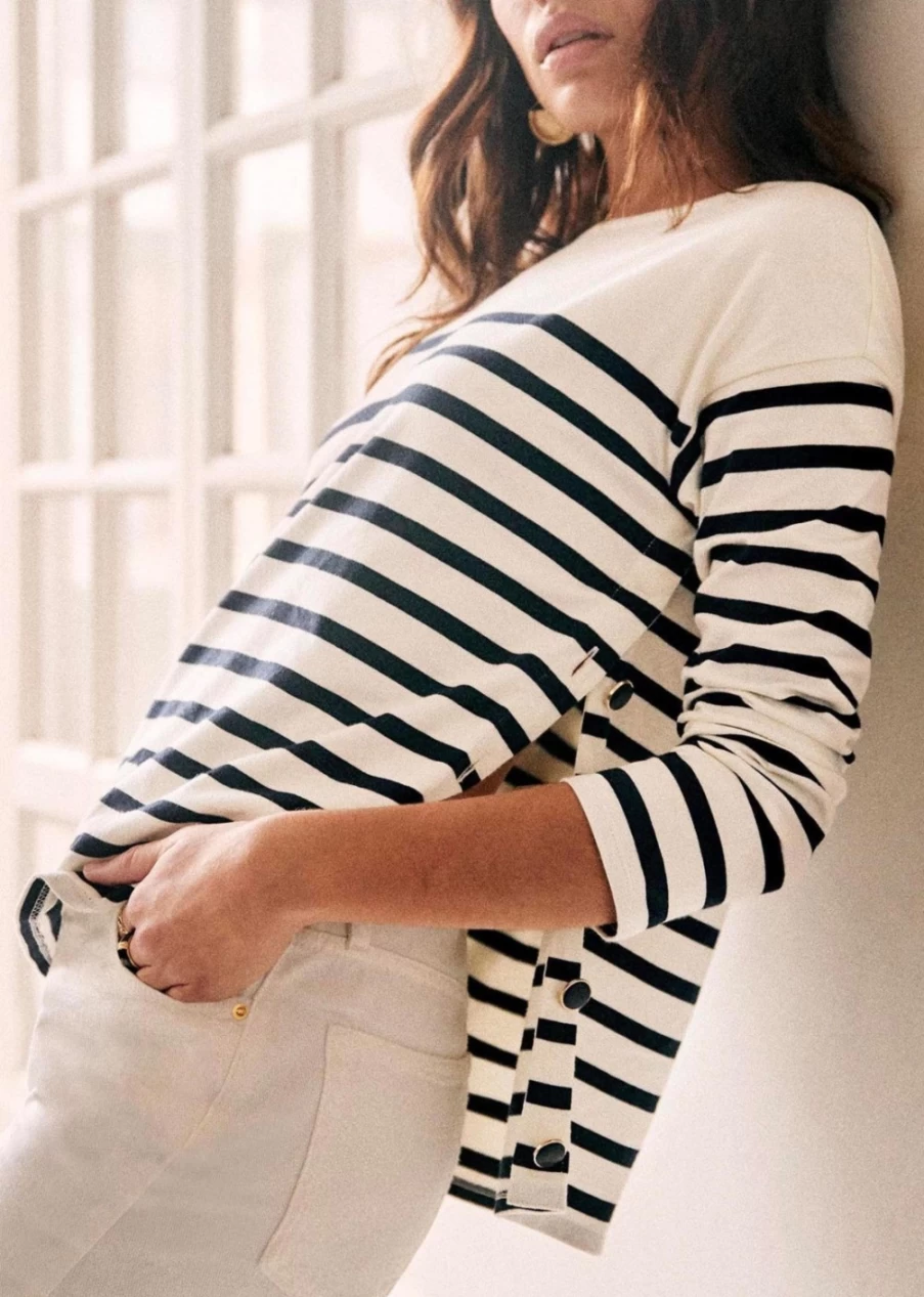 Sezane Women's Noan Mariniere Striped Knit Sweater