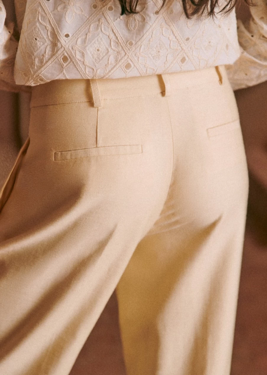 Sezane Women's Cyprien Straight Leg Pants - Classic High Waist Trousers for Everyday Elegance