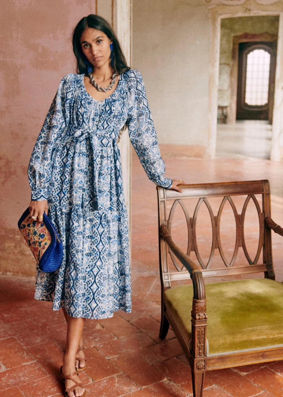 Sezane Women's Yuliana Dress - Elegant Flowy Feminine Style