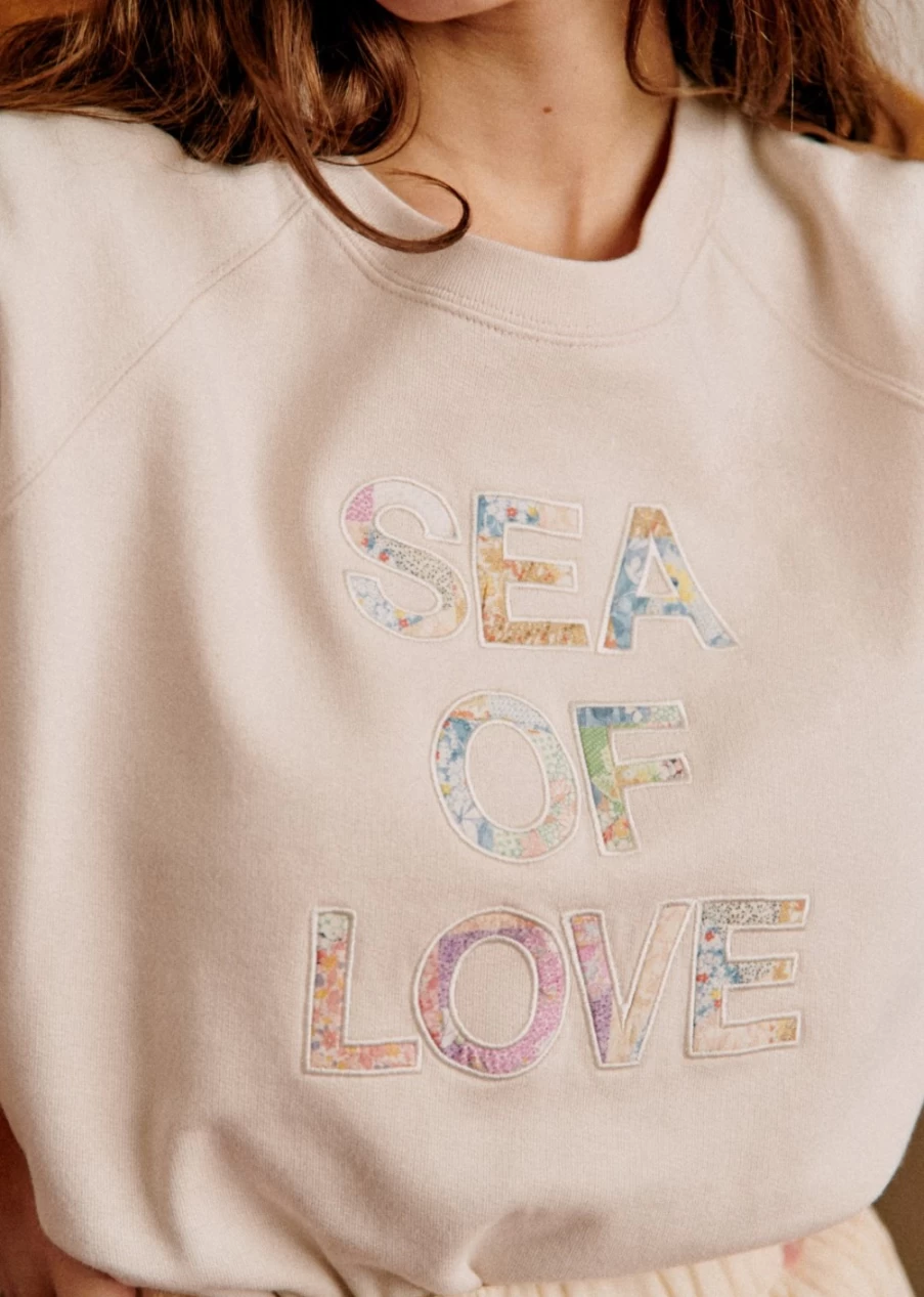 Sezane Women's Sea Of Love Sweatshirt in Cream & Multicolour - Sea Ny Collaboration