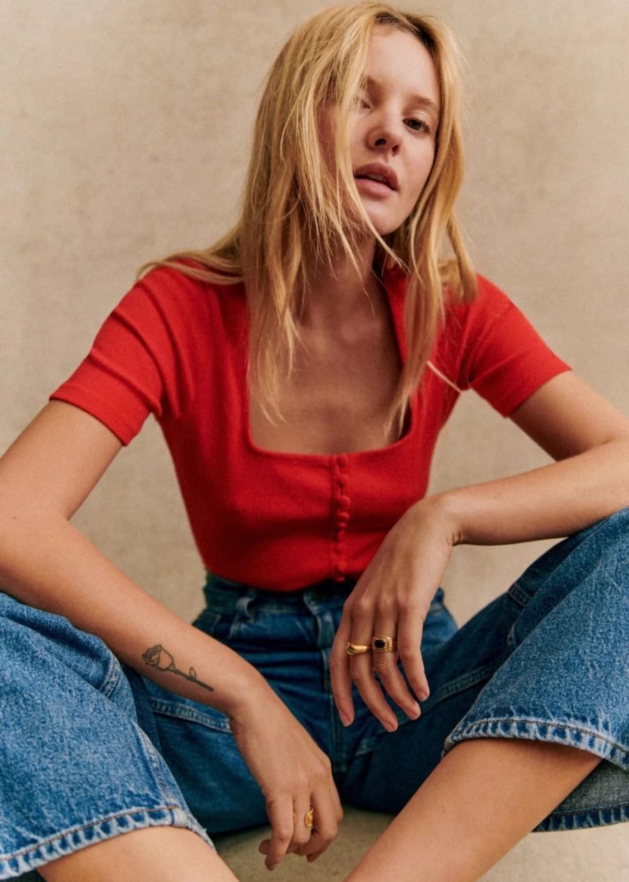 Sezane Women's Grant T-Shirt - Classic Cotton Tee for Women