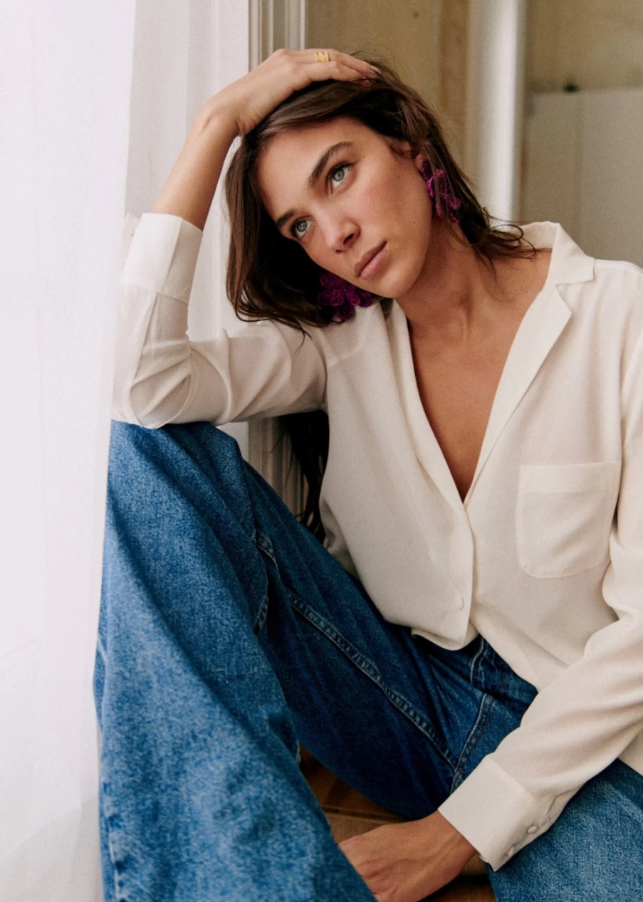 Sezane Women's Florence Shirt - Classic French Style Blouse for Women