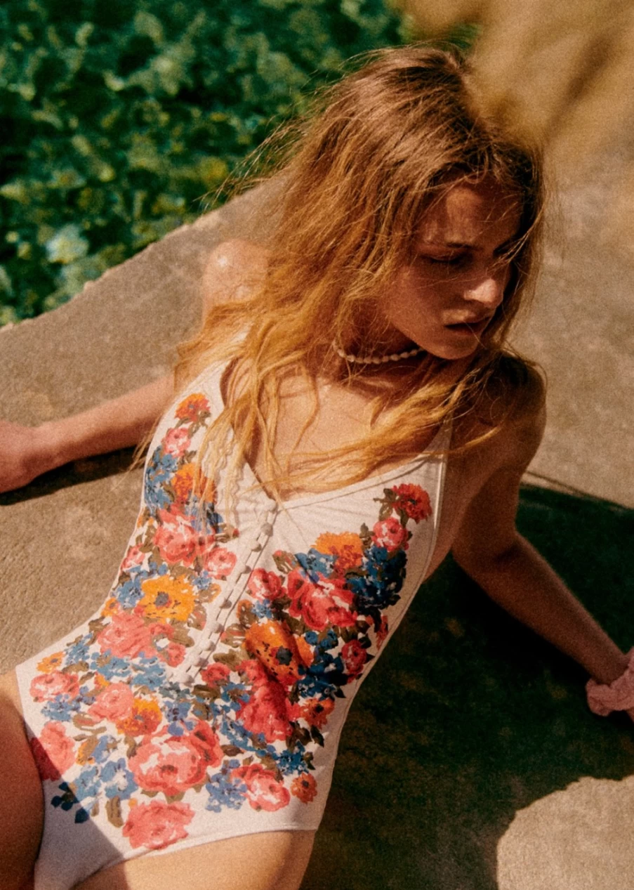 Sezane Women's L'Escalet Swimsuit in Maxi Roses Print - Yse Collaboration