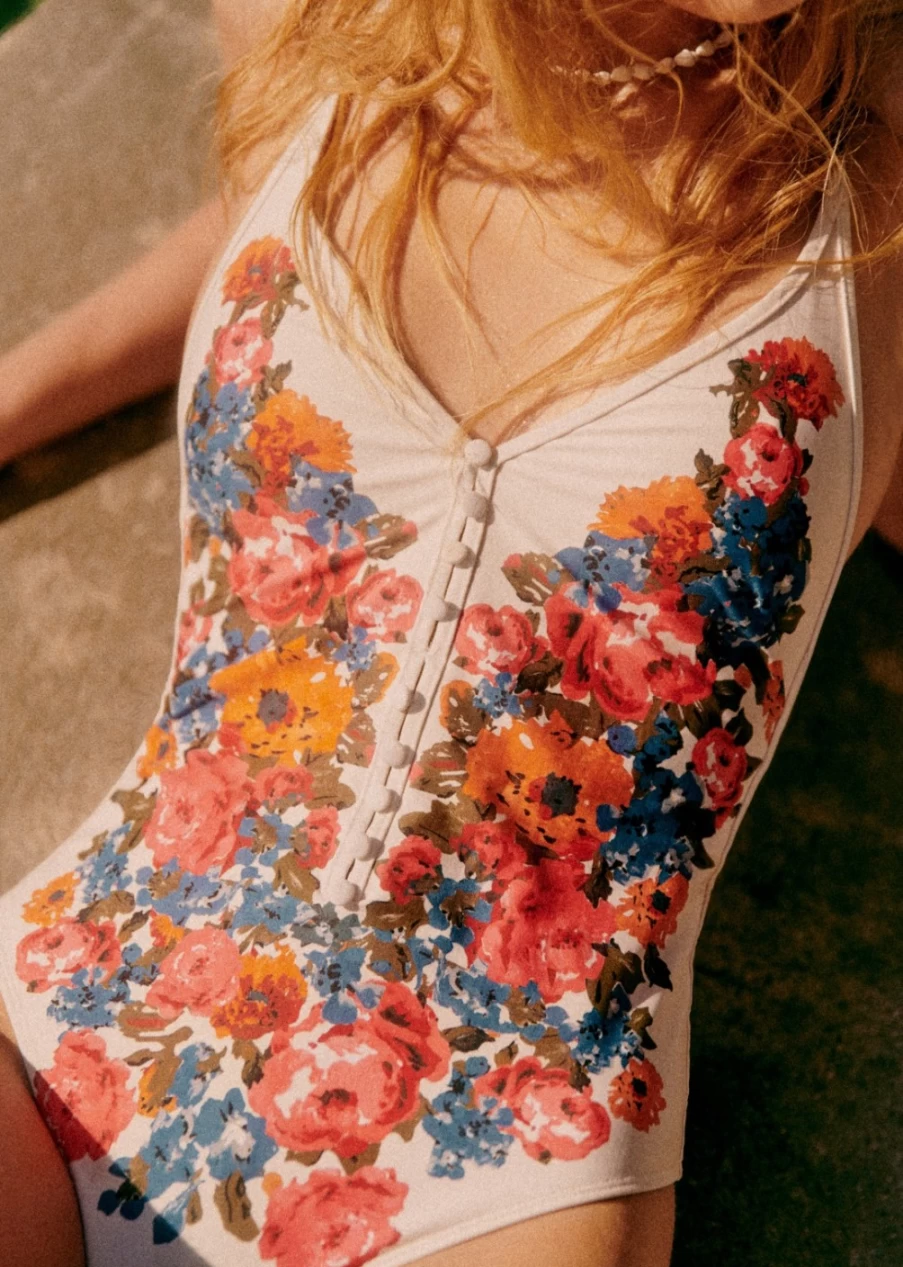 Sezane Women's L'Escalet Swimsuit in Maxi Roses Print - Yse Collaboration