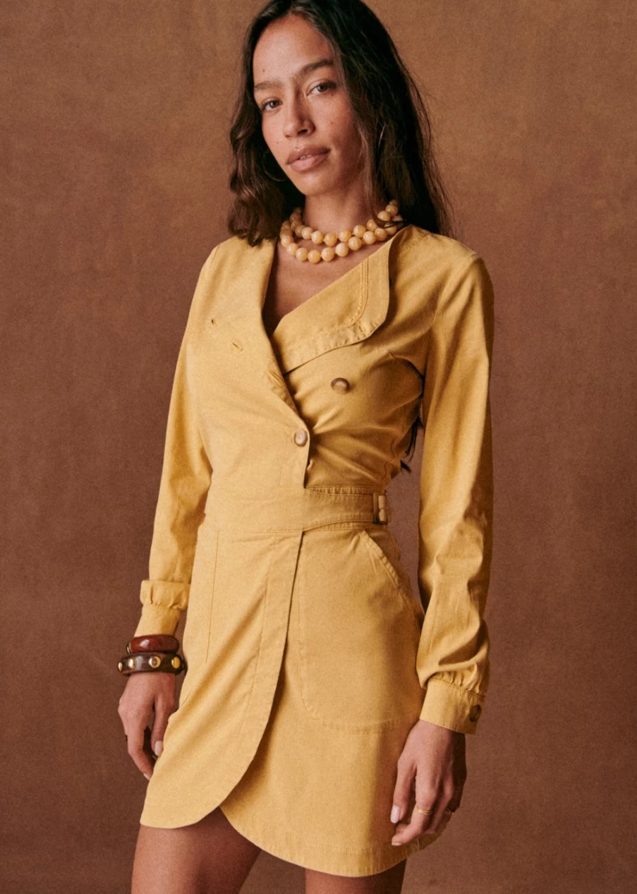 Sezane Women's Elivira Dress in Sand | Elegant Boho Chic Style