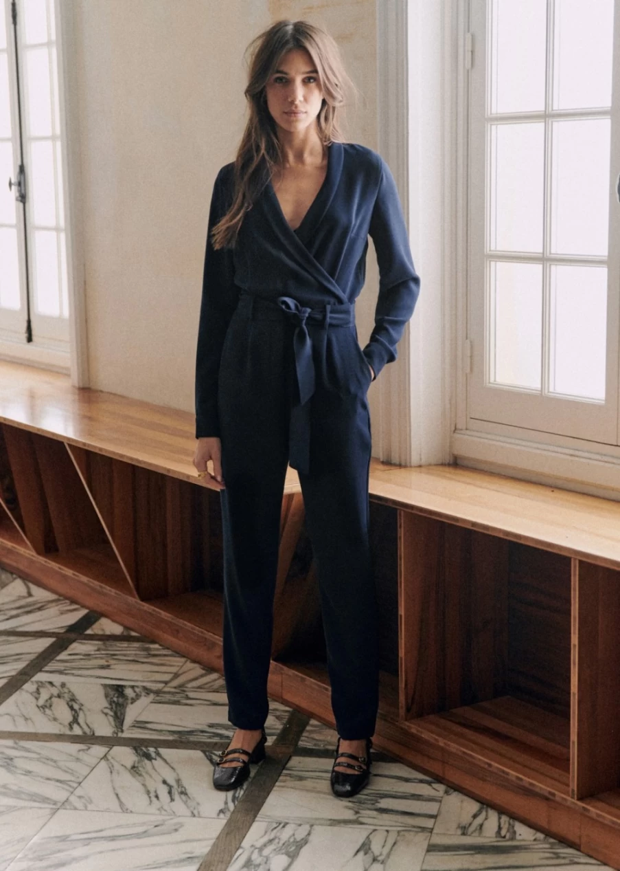 Sezane Women's Navy Heaven Jumpsuit - Stylish & Comfortable Romper