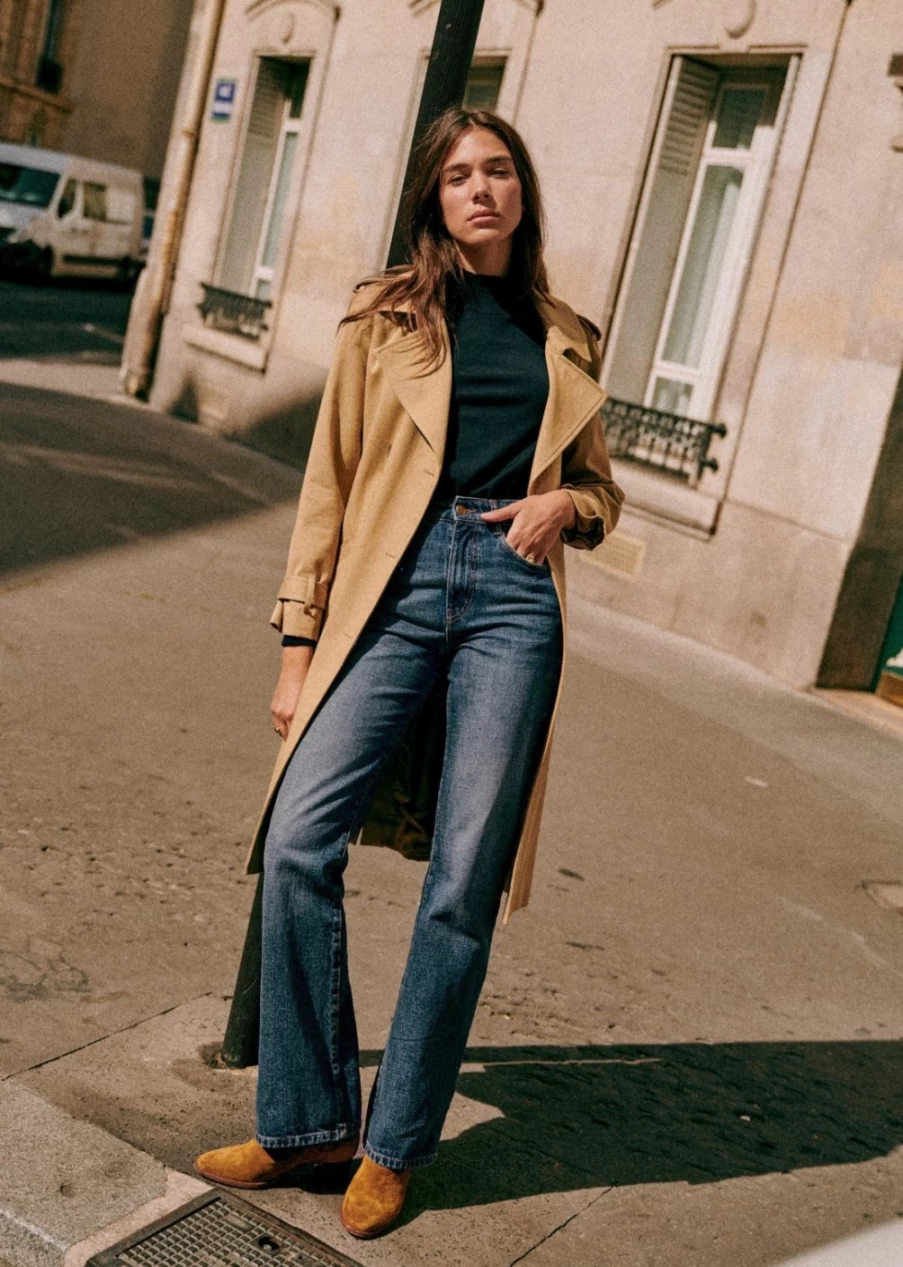 Sezane Women's Serge Trousers - High-Quality Tailored Pants for Elegant Style
