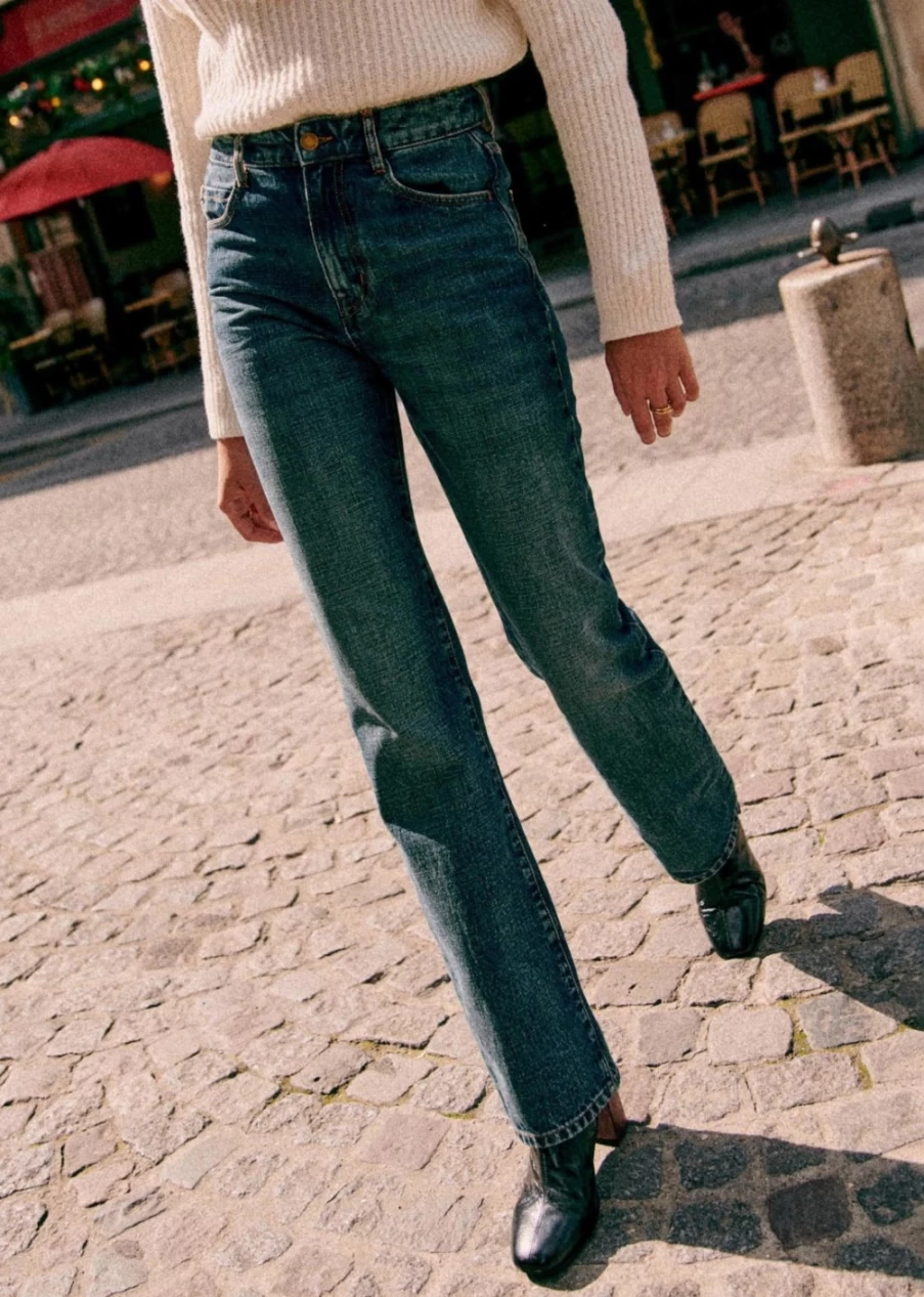 Sezane Women's Serge Trousers - High-Quality Tailored Pants for Elegant Style