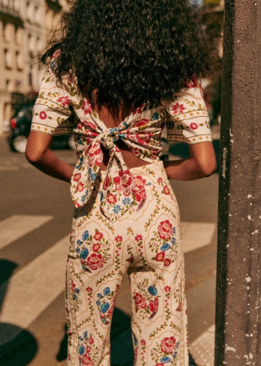 Sezane Women's Tiago Pants in Jardim Romantico Print - Farm Rio Collaboration