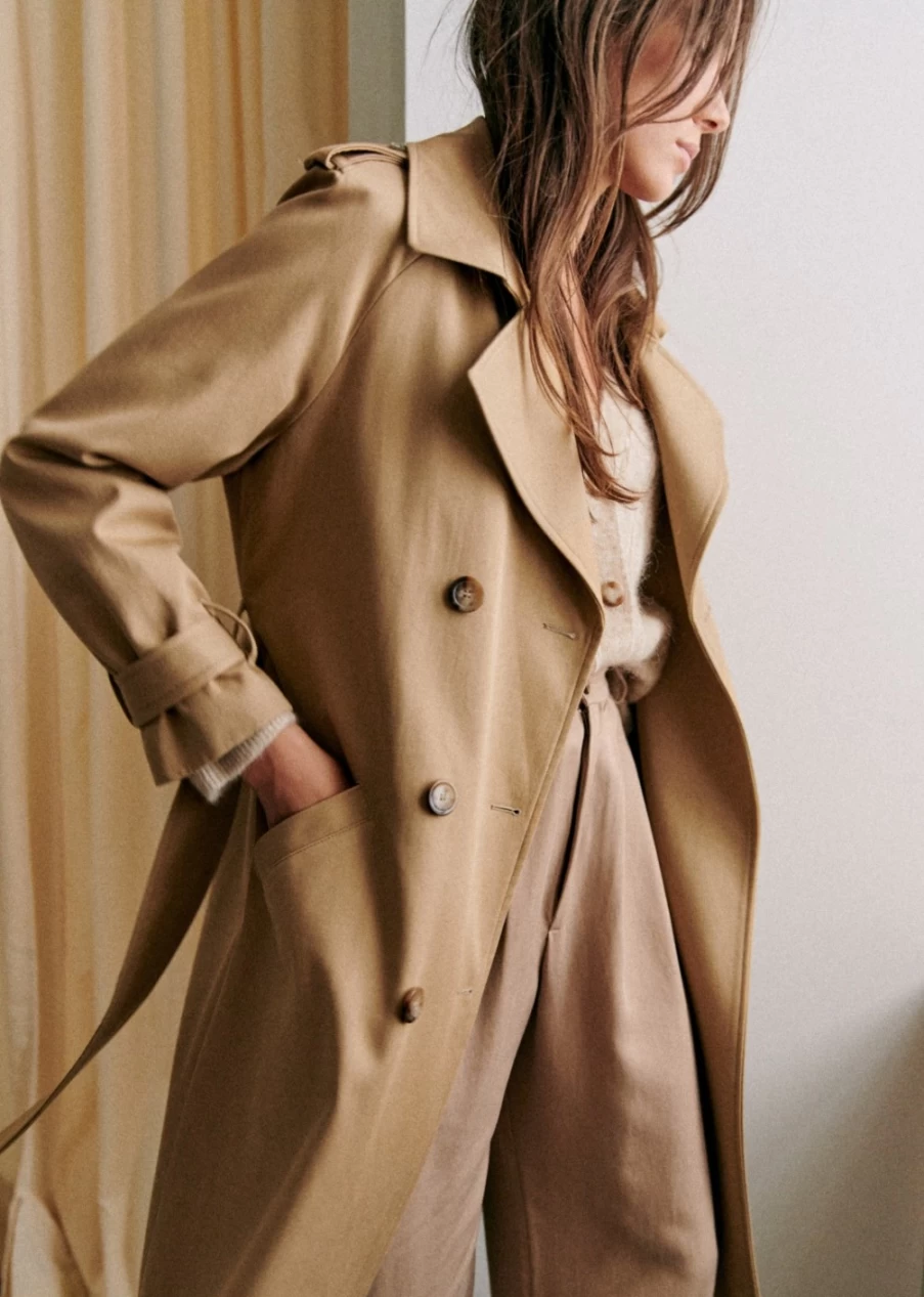 Sezane Women's Scott Trench Coat Classic Stylish Waterproof Outerwear