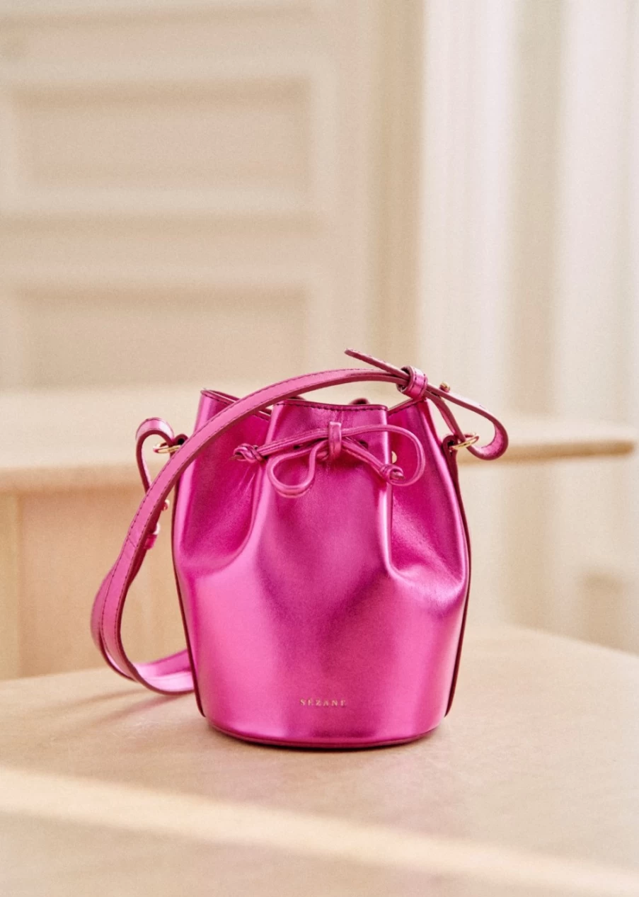Sezane Women's Micro Farrow Bucket Bag - Stylish Leather Handbag for Women