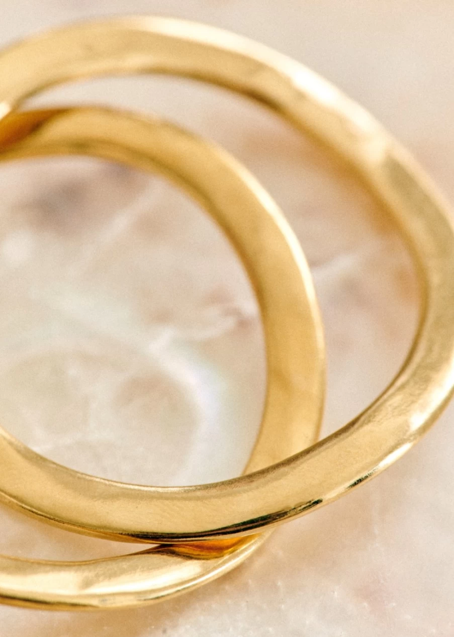 Sezane Gold Clarisse Hoops Earrings for Women - Elegant Hollow Hoop Earrings