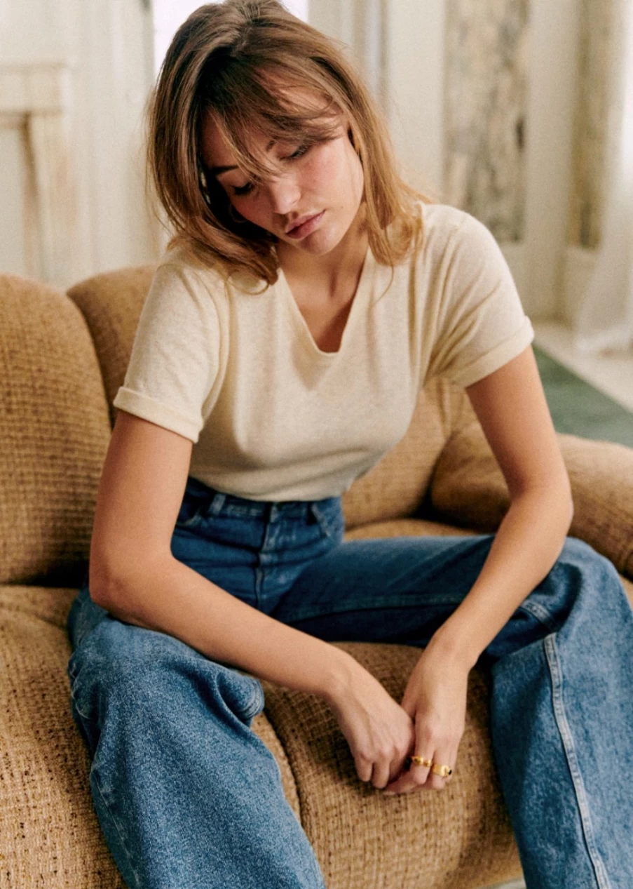 Sezane Women's Martha T-Shirt | Classic Cotton Tee for Women