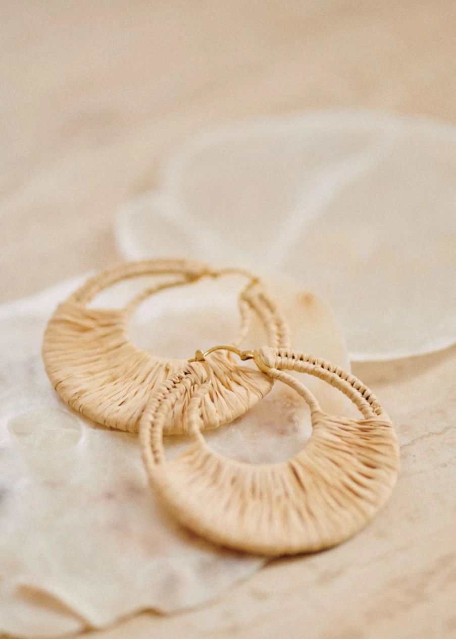Sezane Women's Natural Amany Hoop Earrings | Gold-Tone Hoops for Everyday Wear