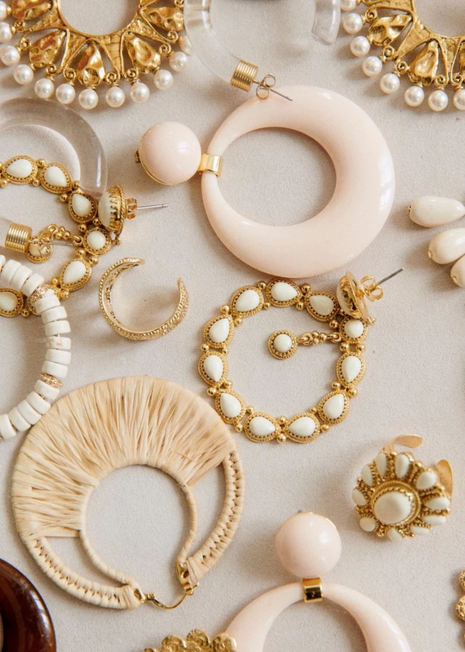 Sezane Women's Natural Amany Hoop Earrings | Gold-Tone Hoops for Everyday Wear