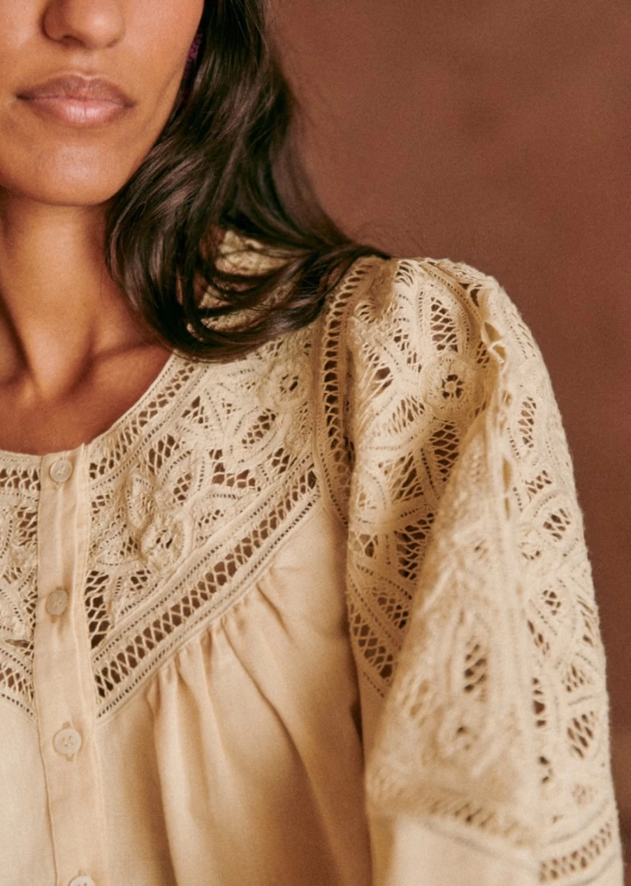 Sezane Women's Beige Donia Shirt - Classic Casual Top for Everyday Wear