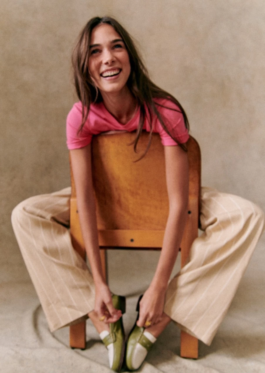 Sezane Women's Bubblegum Pink Conrad T-Shirt - Soft Cotton Casual Tee