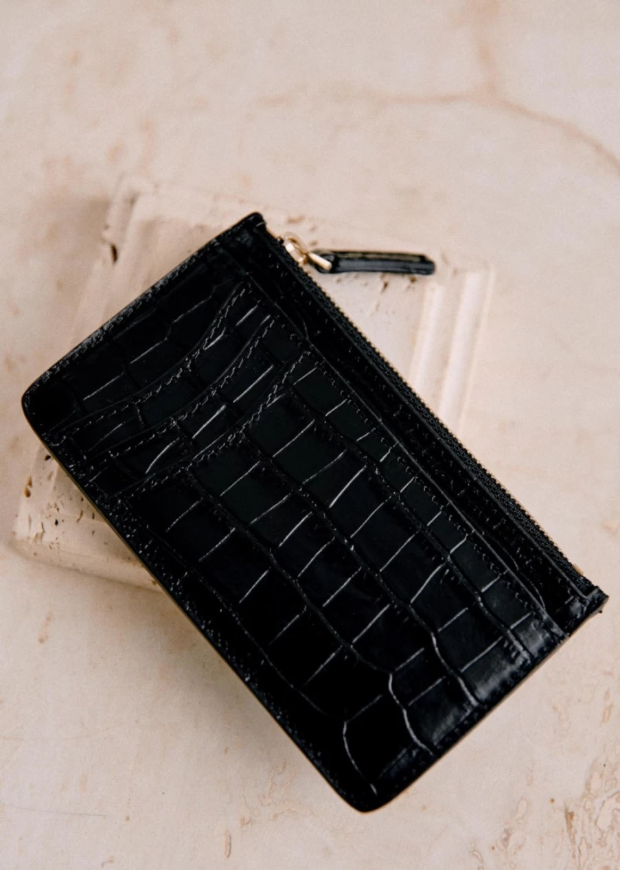 Sezane Women's Large Alfred Leather Card Holder - Stylish RFID Blocking Wallet for Everyday Use