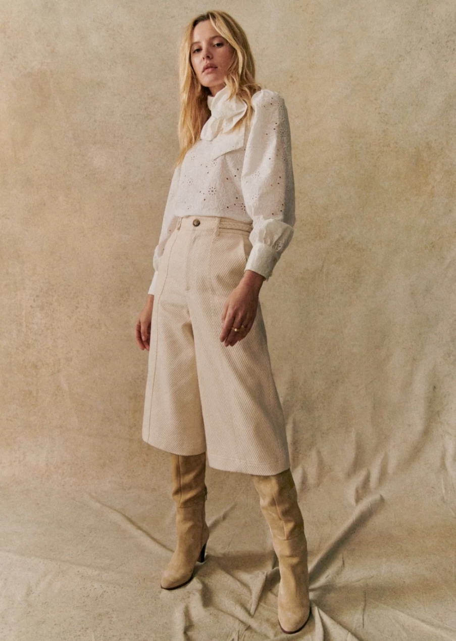 Sezane Women's White Damian Pants | Classic Comfort & Style
