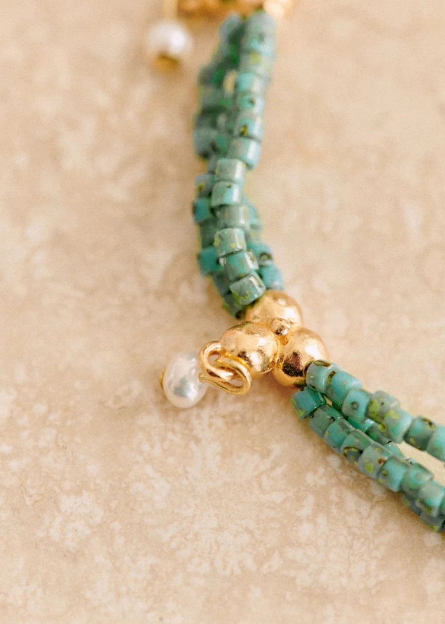 Sezane Women's Turquoise and Gold Billie Necklace