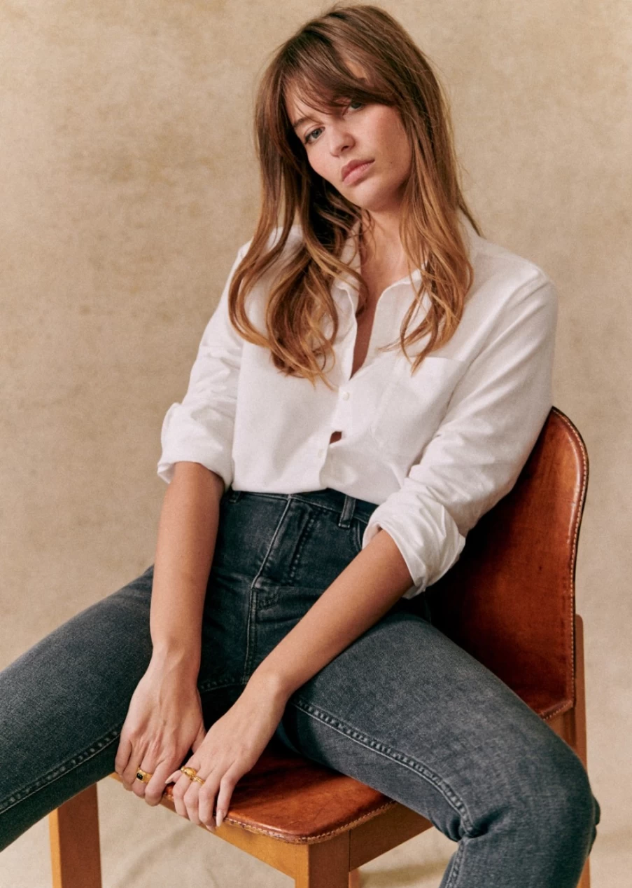 Sezane Women's Tomboy Shirt - Stylish Oversized Button-Up Top