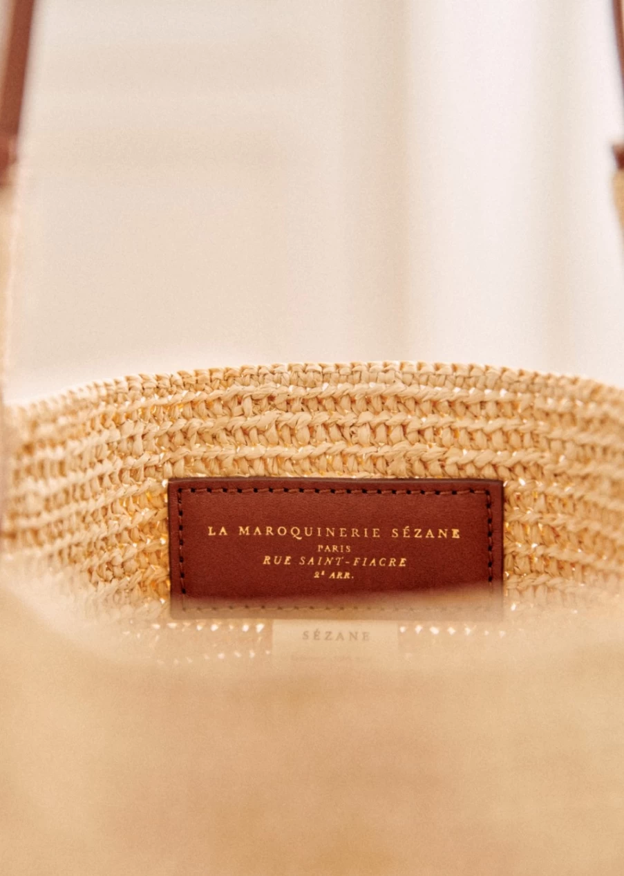Sezane Paloma Basket - Women's Woven Straw Handbag for Summer & Beach