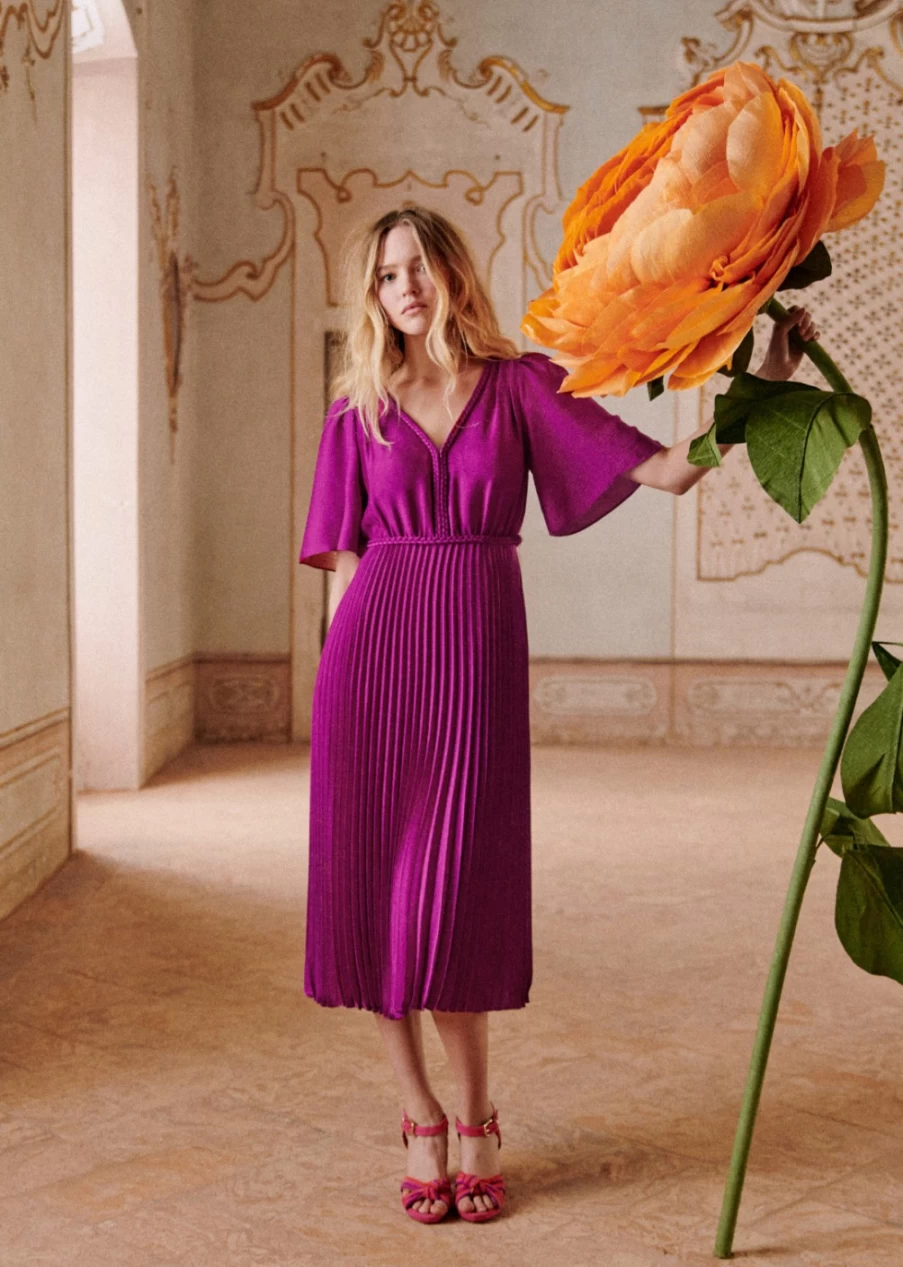 Sezane Women's Florencia Dress in Fuschia - Elegant Feminine Style