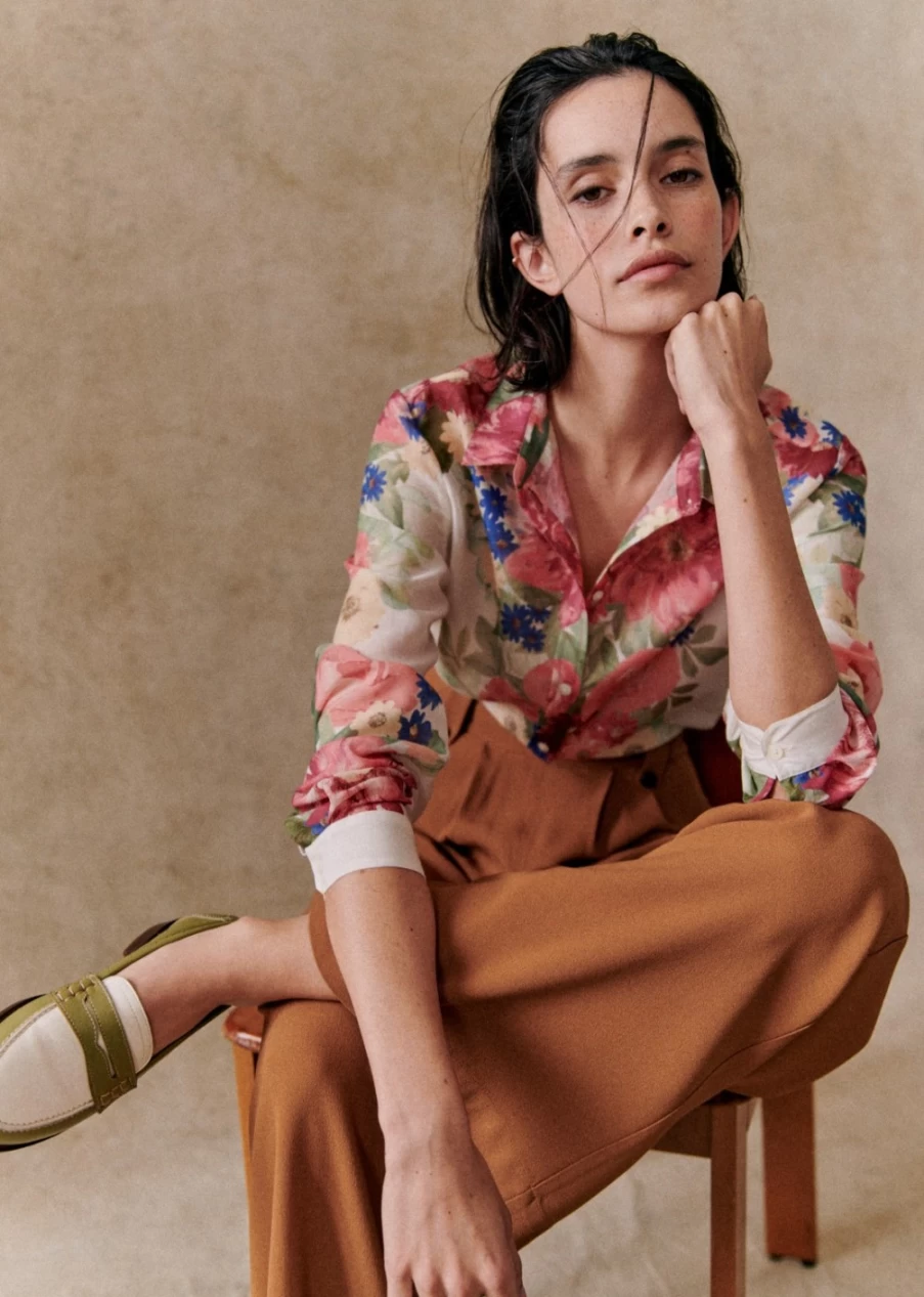 Sezane Women's Pastel Floral Pierro Shirt - Pink Creation