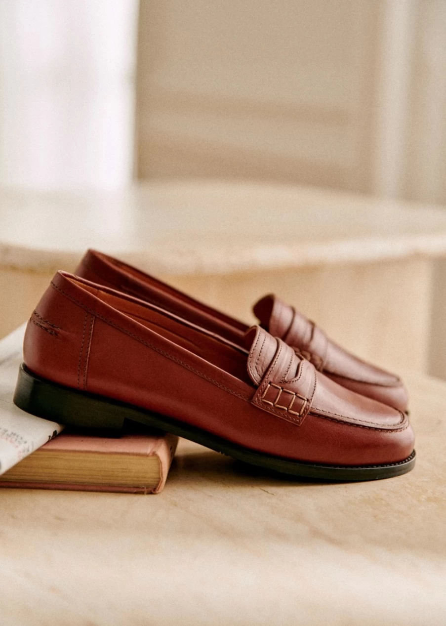 Sezane Women's Andre Loafers - Classic Leather Slip-On Shoes for Women