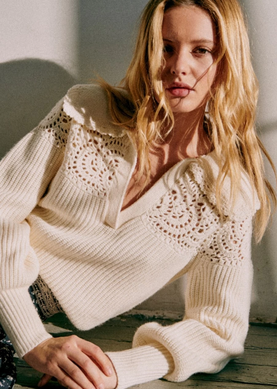 Sezane Women's Gareth Sweater in Ecru - Sea NY Collaboration