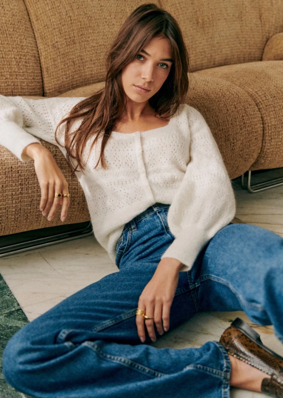 Sezane Women's Esmee Cardigan - Elegant Knit Sweater for Women