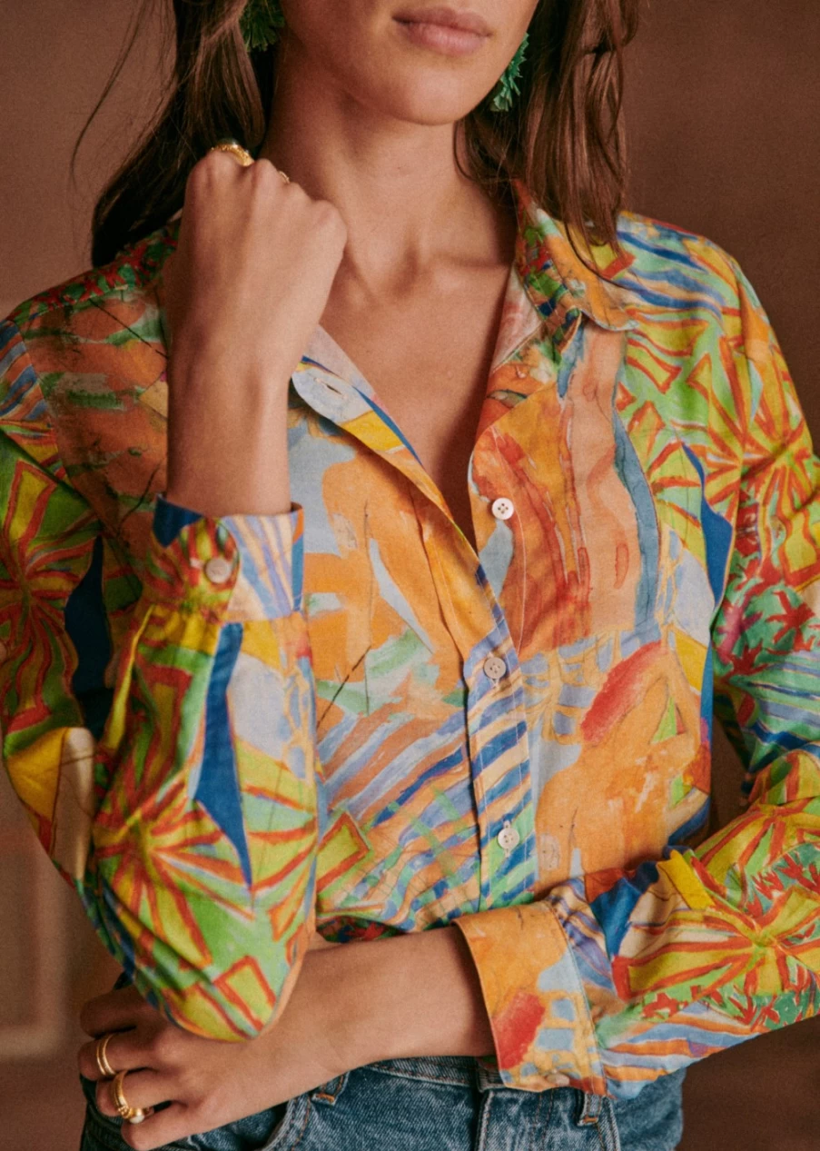 Sezane Women's Pierro Shirt by Geoffroy Pithon - Stylish Collared Blouse for Women