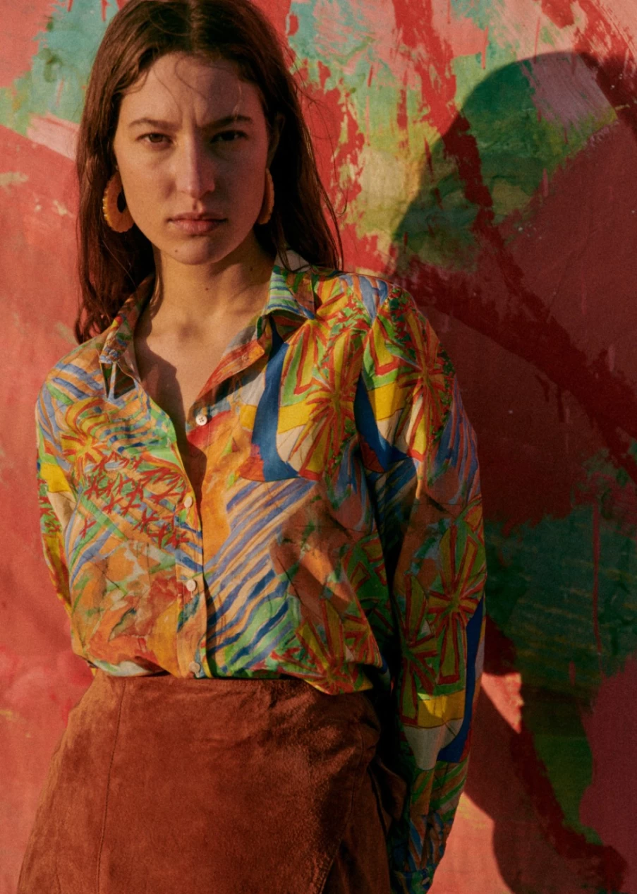 Sezane Women's Pierro Shirt by Geoffroy Pithon - Stylish Collared Blouse for Women