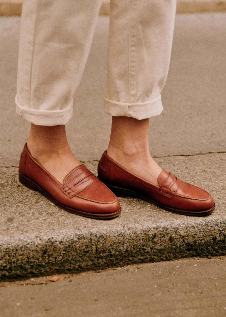 Sezane Women's Andre Loafers - Classic Leather Slip-On Shoes for Women