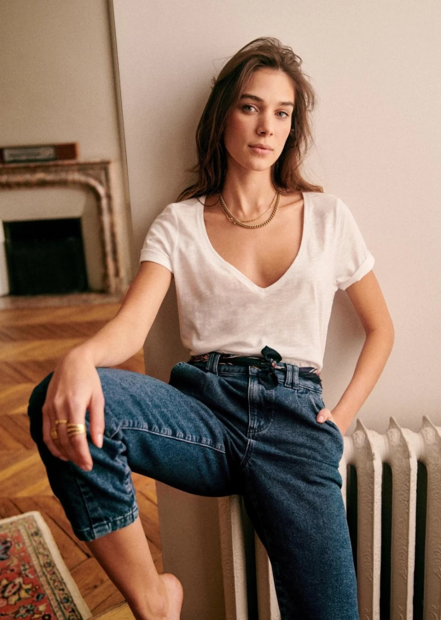 Sezane Women's Manu Trousers - High-Waisted Slim Fit Casual Pants